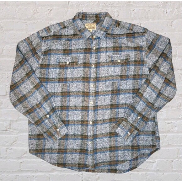 Free Nature Flannel Flannel Mens XL Gray Blue Plaid Boho Layering Shacket Fall - Picture 1 of 6